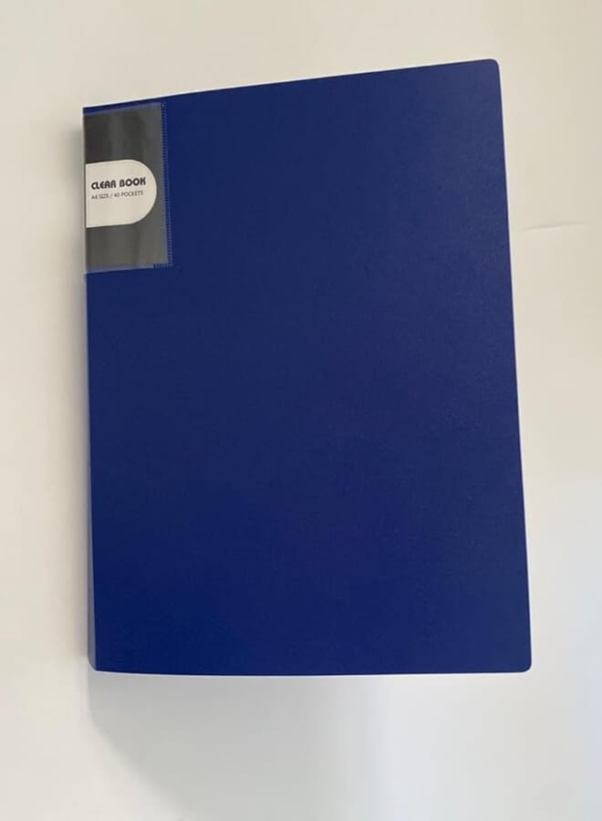 Clever 40 Pockets Classic Colors Clear Book, A4 Size, Blue